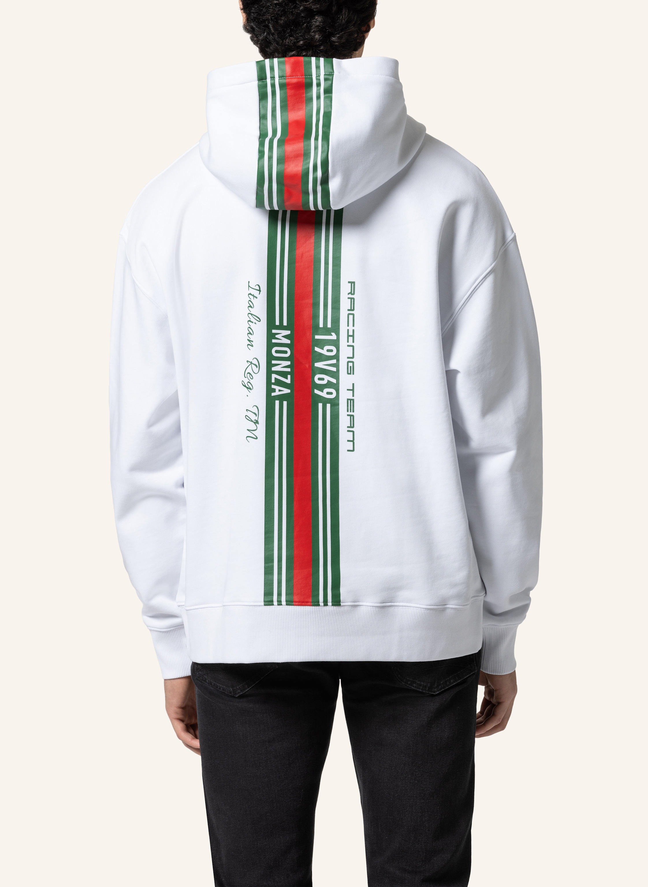 Thumbnail - 19V69 Italia Oversized Hoodie Quentino Racing weiss