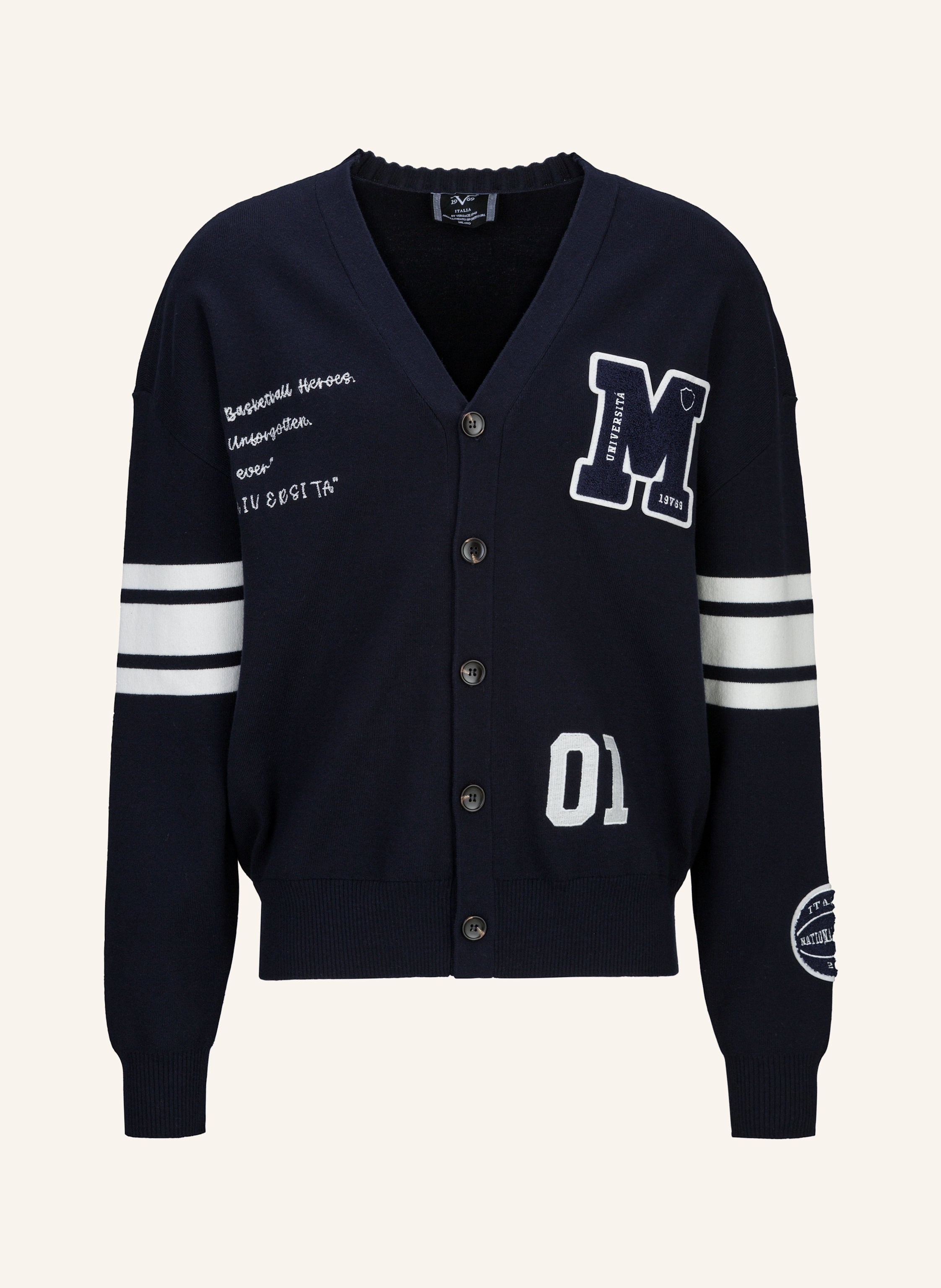 19V69 Italia Strickjacke Aldo College blau