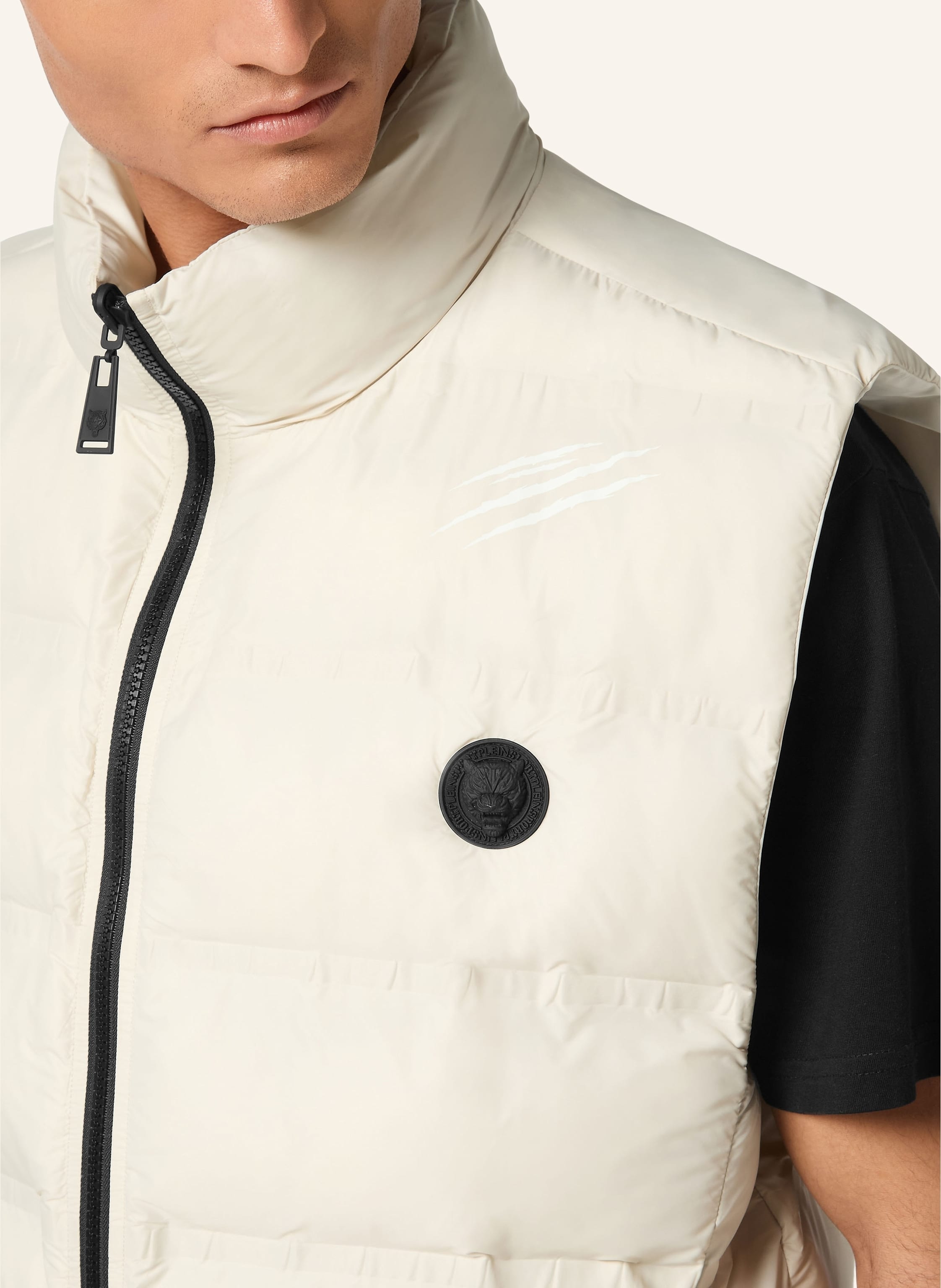 Thumbnail - Plein Sport Daunenweste Scratch grau