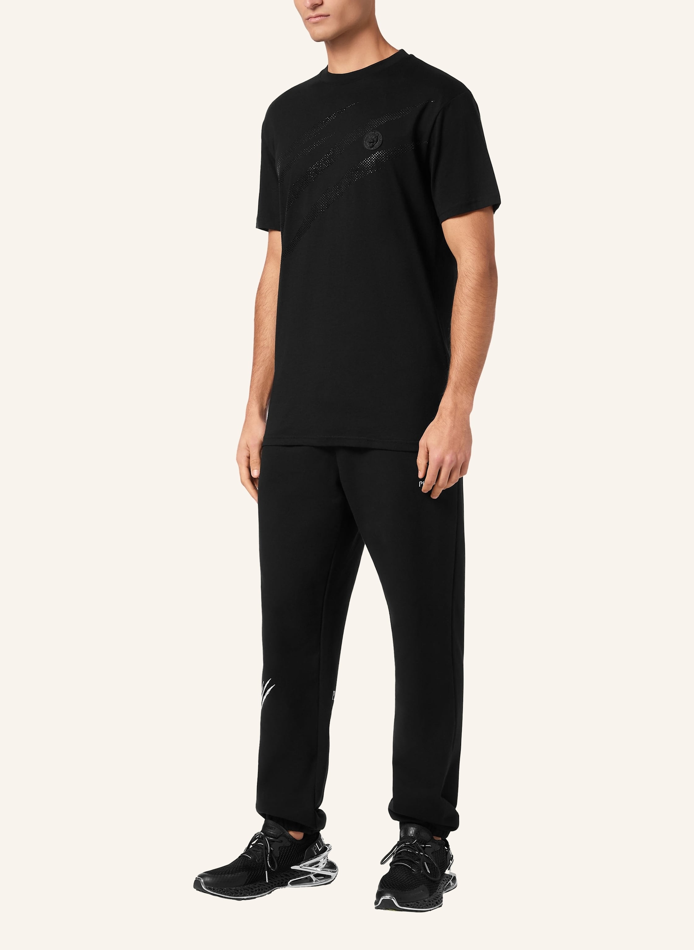 Thumbnail - Plein Sport T-Shirt Rundhalsausschnitt Ss Scratch schwarz