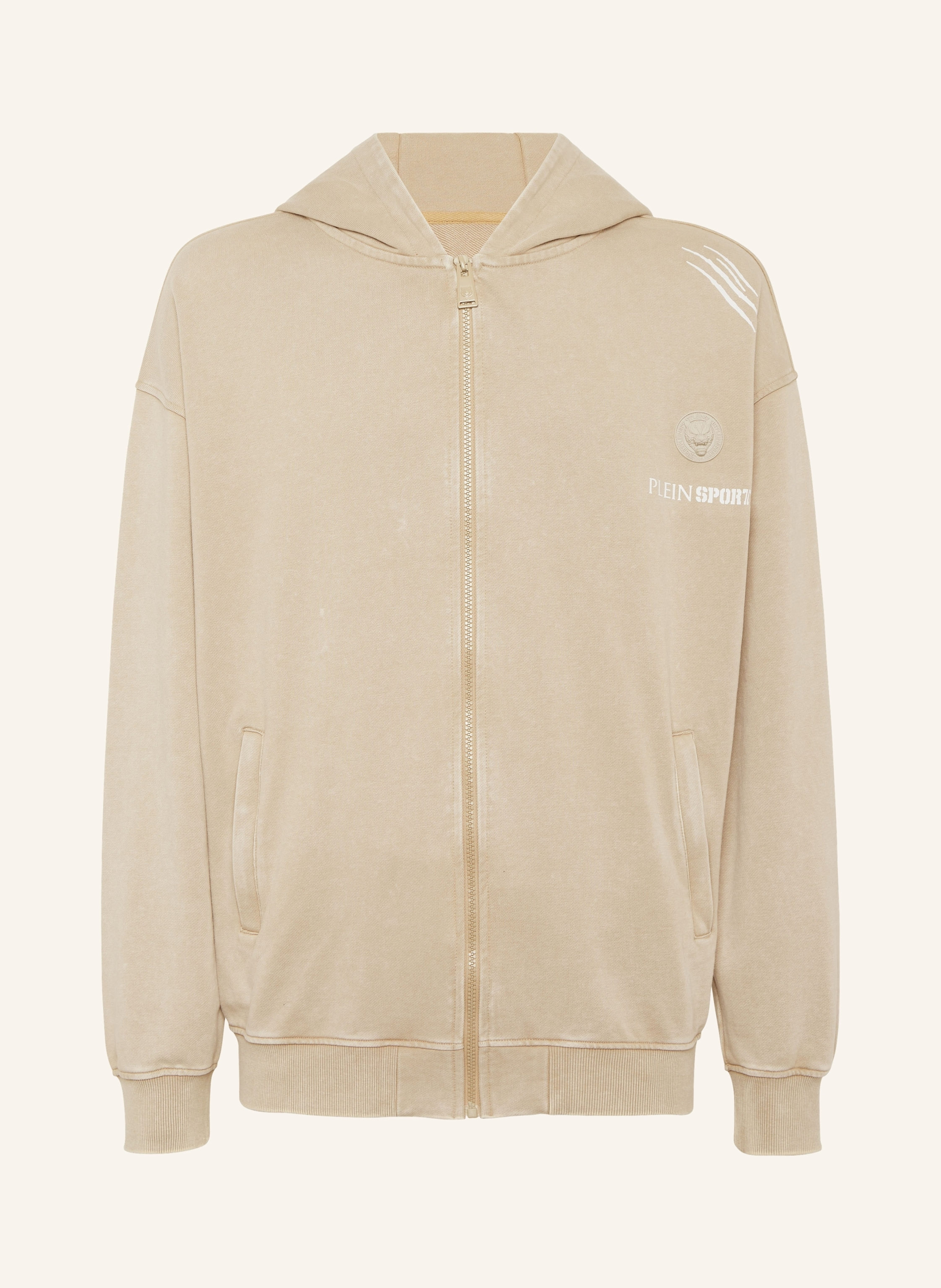 Plein Sport Kapuzen-Sweatjacke beige