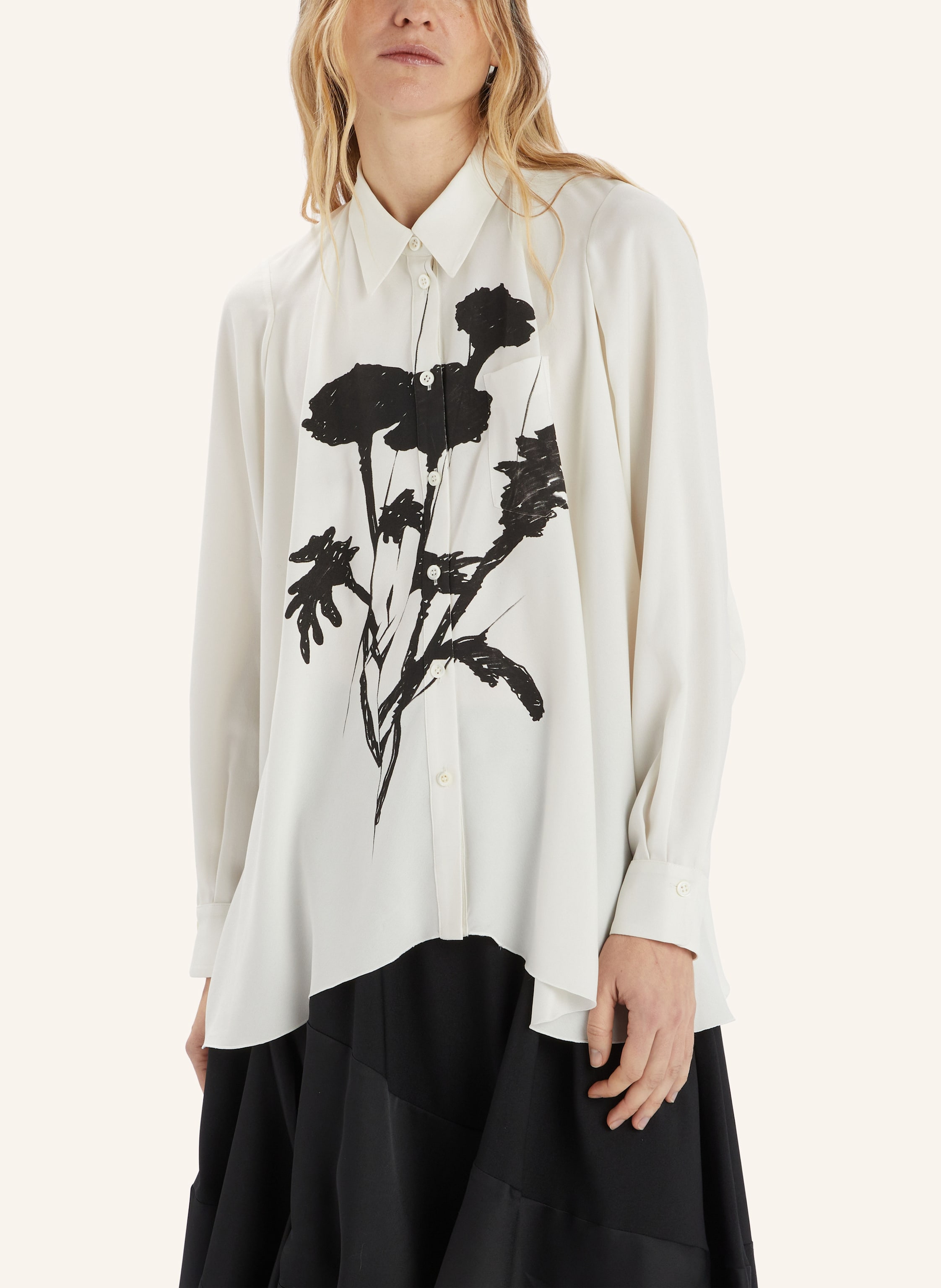 Thumbnail - High Hemdbluse Thank You Aus Satin weiss