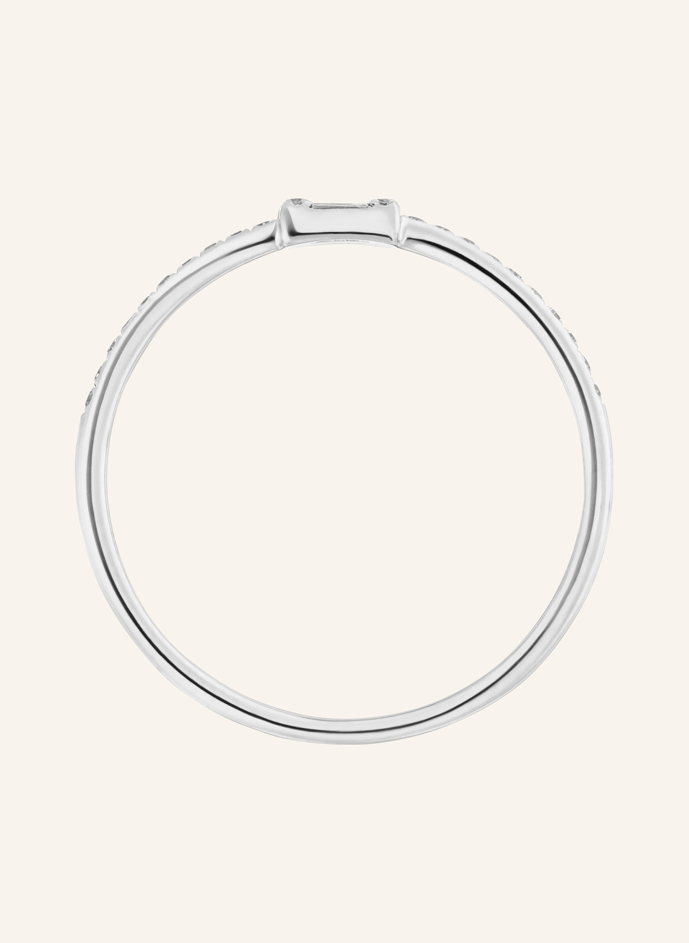 Thumbnail - Leaf Ring Tiny Baquette Aus 14 Karat Weißgold Mit Diamanten silber