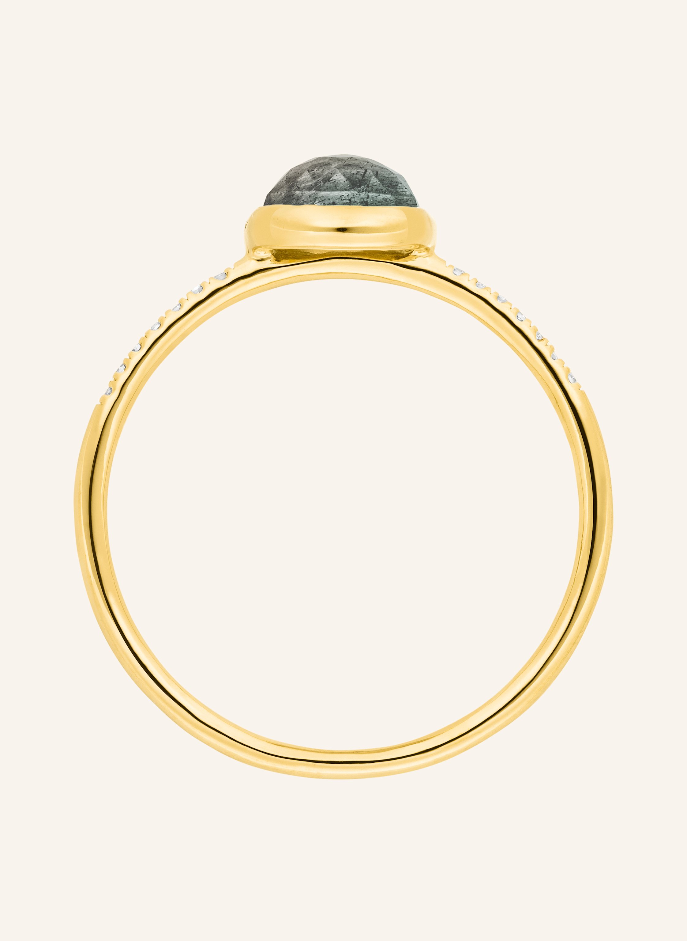 Thumbnail - Leaf Ring Labradorit Aus 14 Karat Gelbgold Mit Diamanten gold