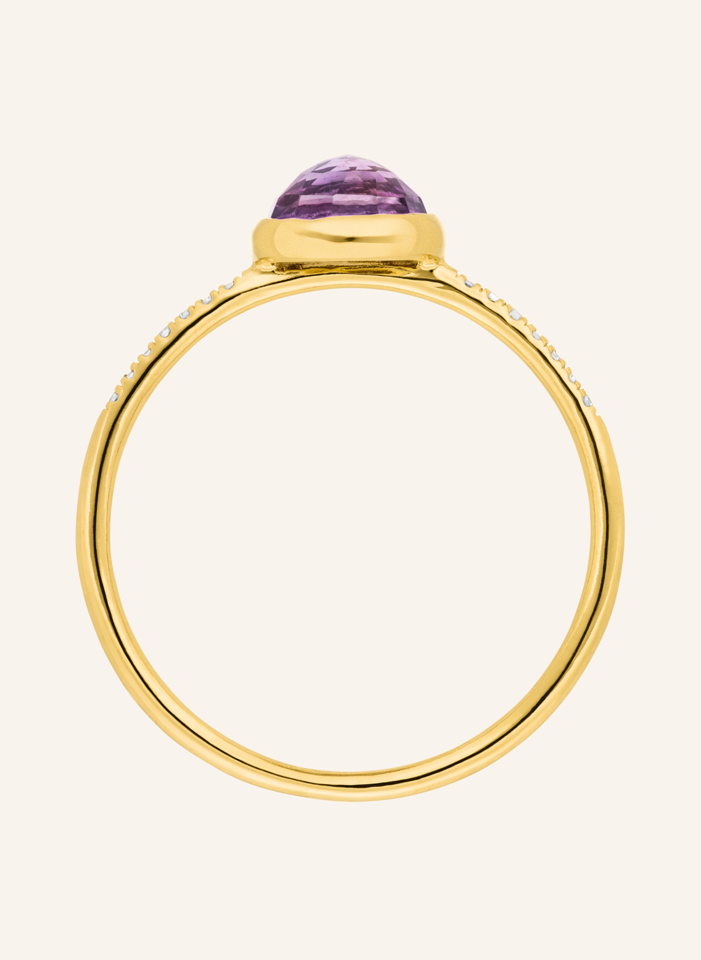 Thumbnail - Leaf Ring Amethyst Aus 14 Karat Gelbgold Mit Diamanten gold