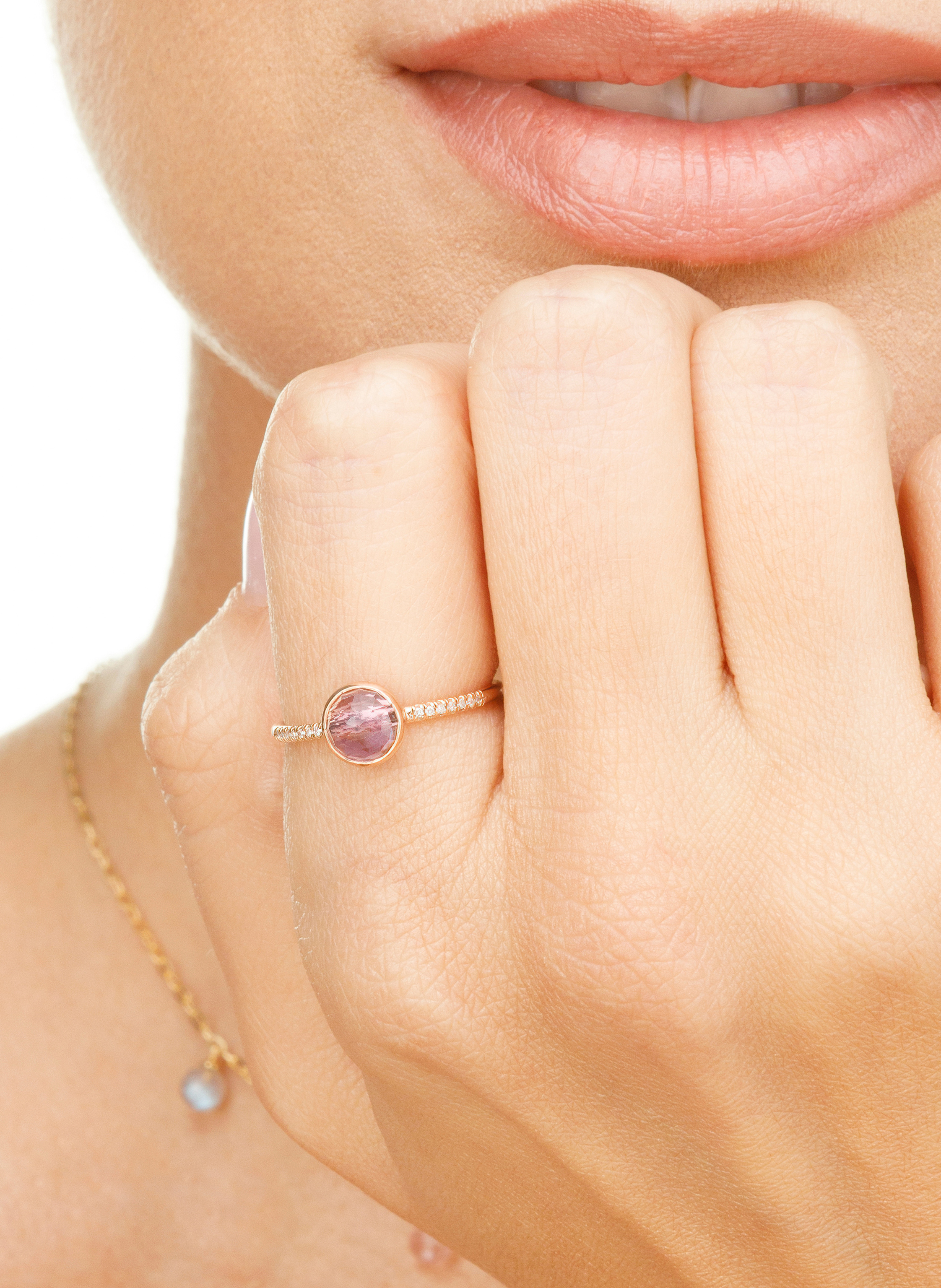 Thumbnail - Leaf Ring Amethyst Aus 14 Karat Roségold Mit Diamanten rosegold