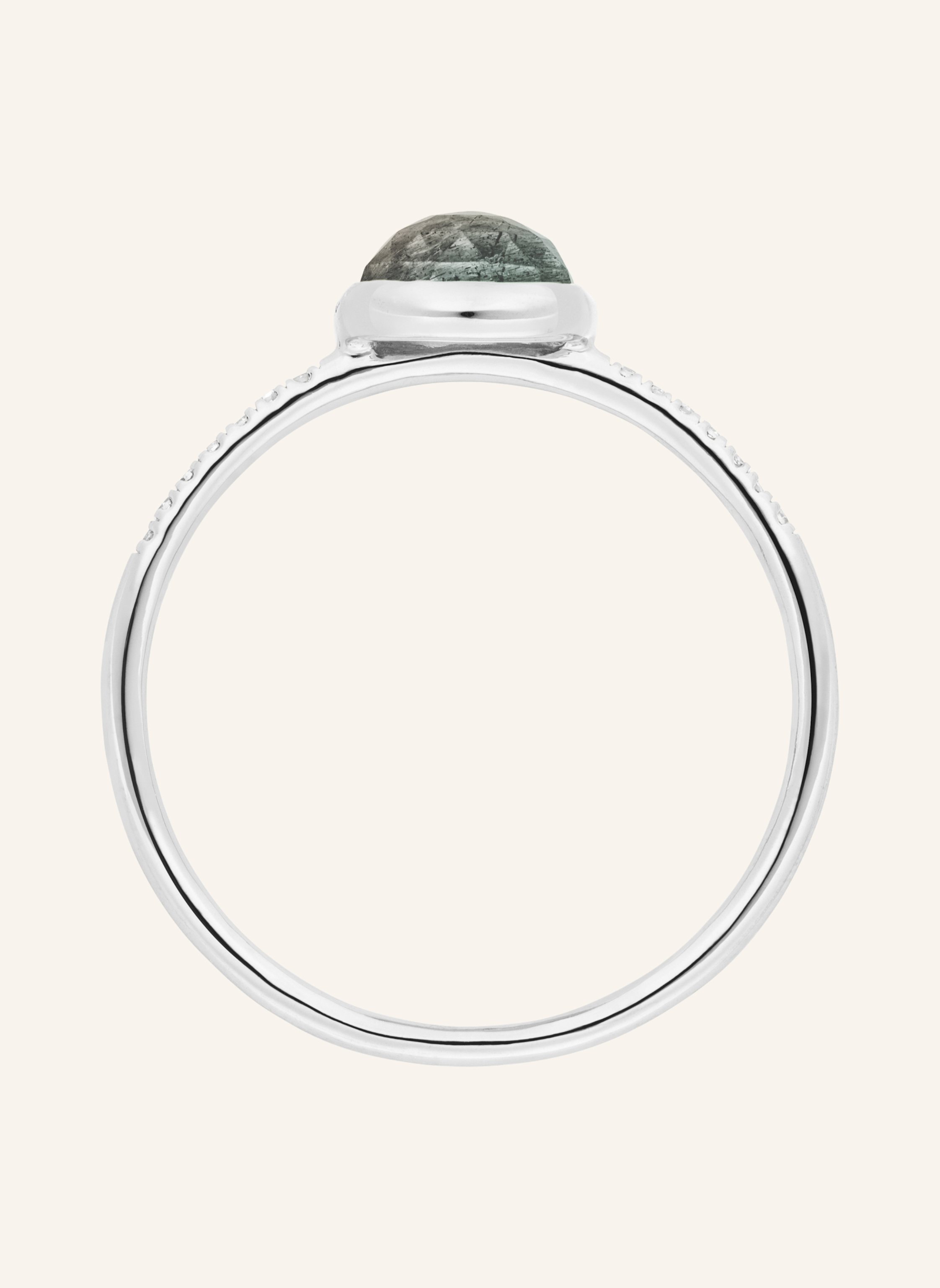 Thumbnail - Leaf Ring Labradorit Aus 14 Karat Weißgold Mit Diamanten silber