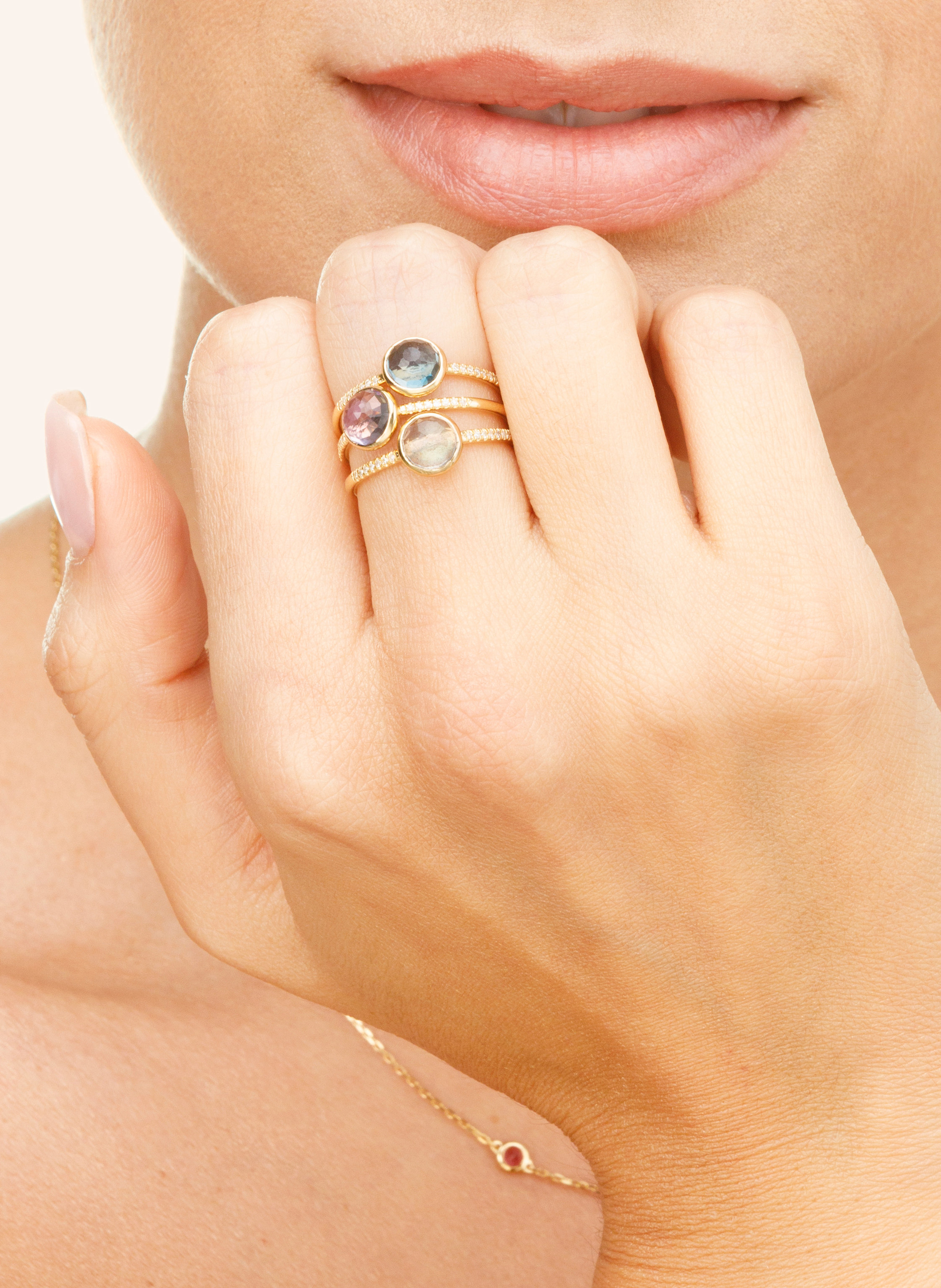 Thumbnail - Leaf Ring Amethyst Aus 14 Karat Gelbgold Mit Diamanten gold