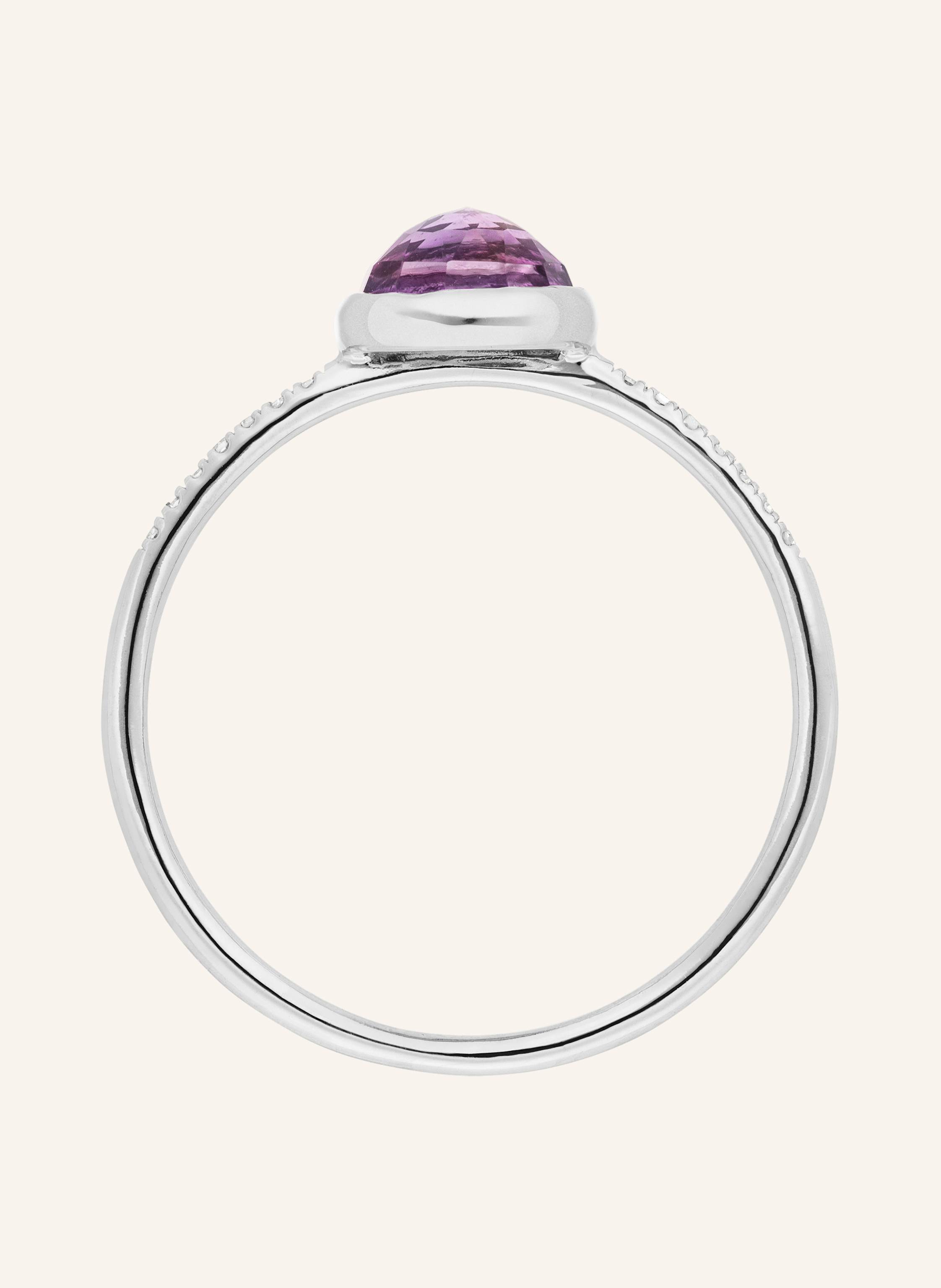 Thumbnail - Leaf Ring Amethyst Aus 14 Karat Werißgold Mit Diamanten silber