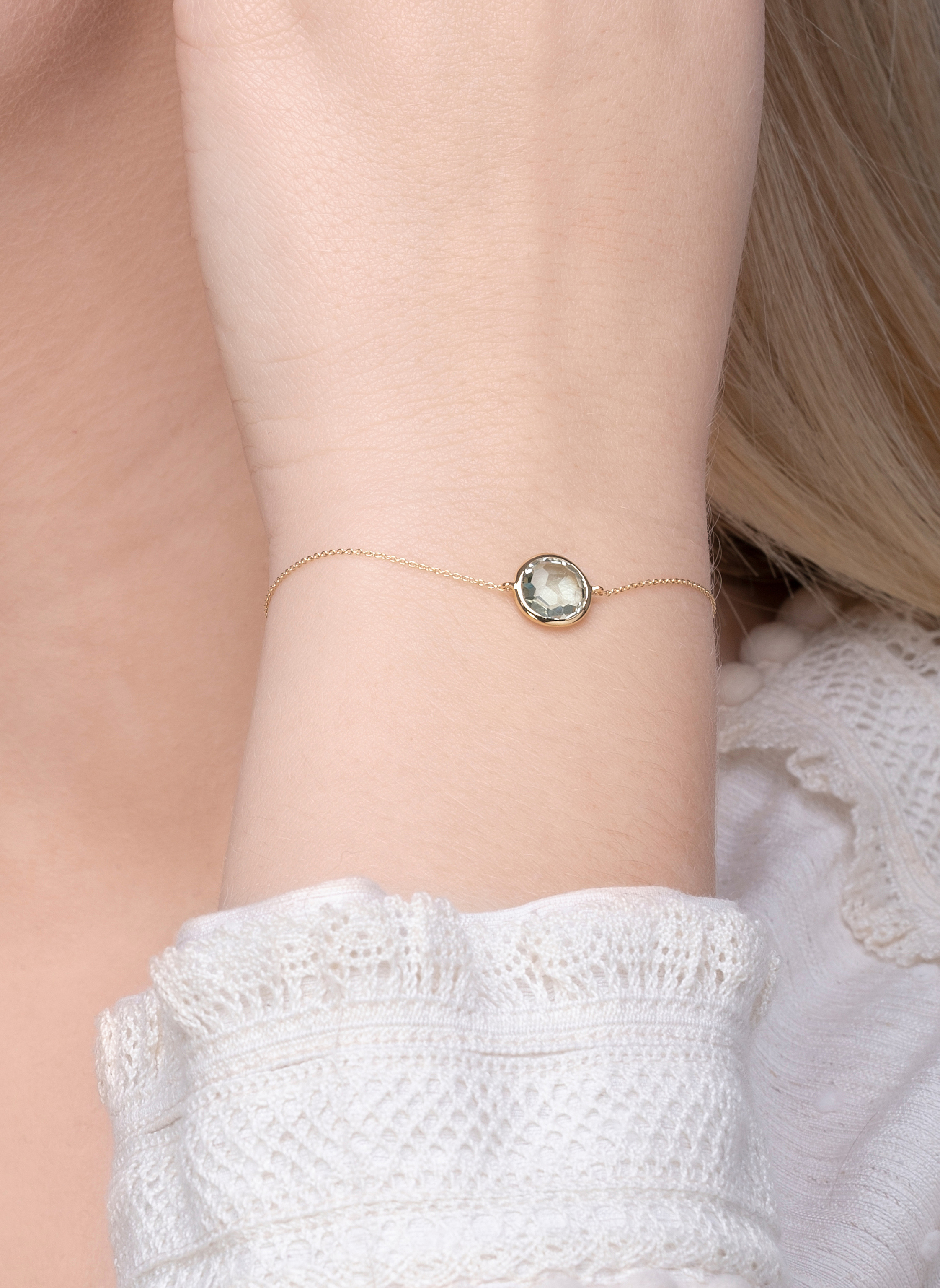 Thumbnail - Leaf Armband Green Amethyst Aus 14 Karat Gelbgold gold