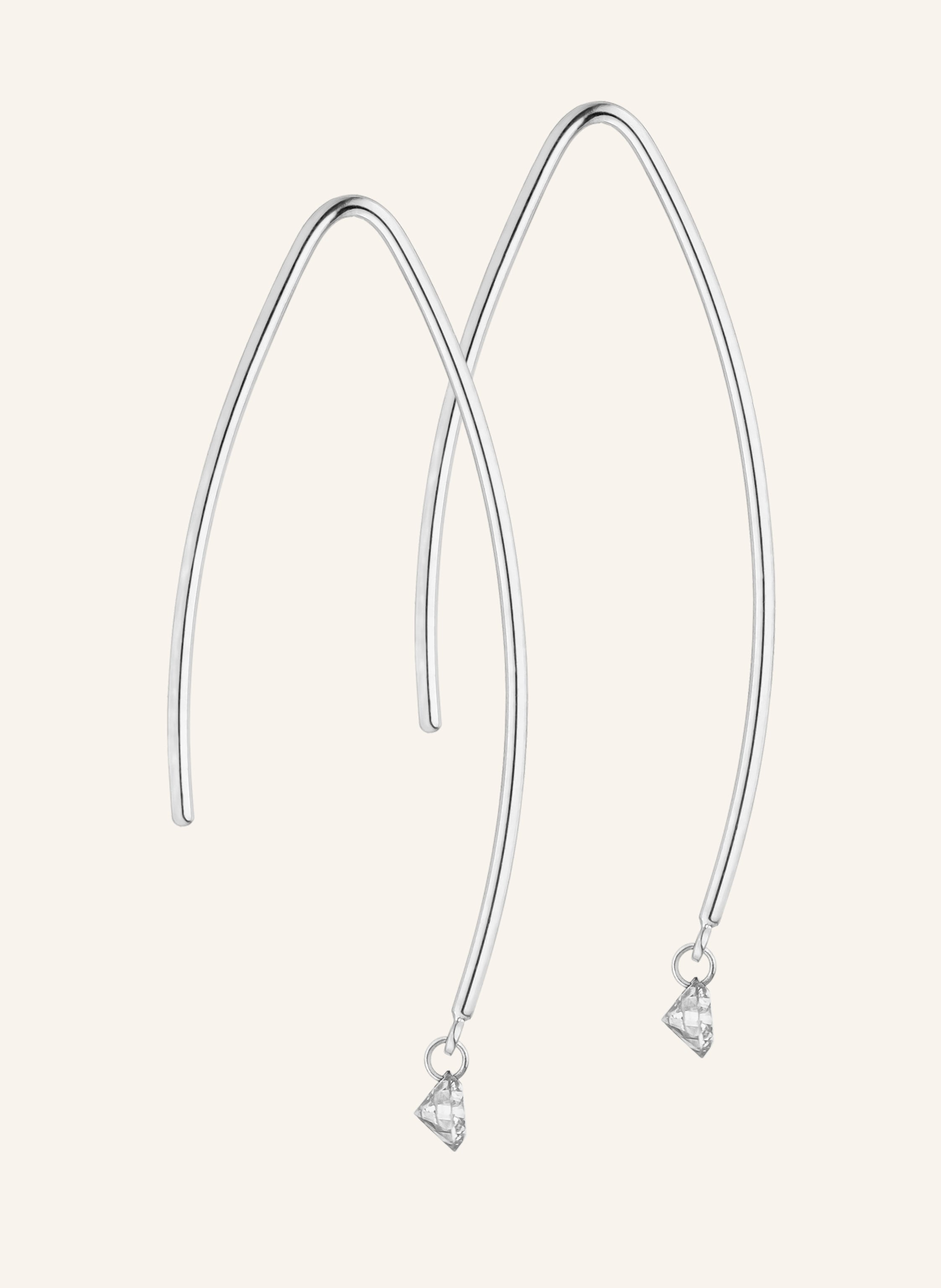 Thumbnail - Leaf Creolen Pure M Aus 18 Karat Weißgold Mit Diamanten silber