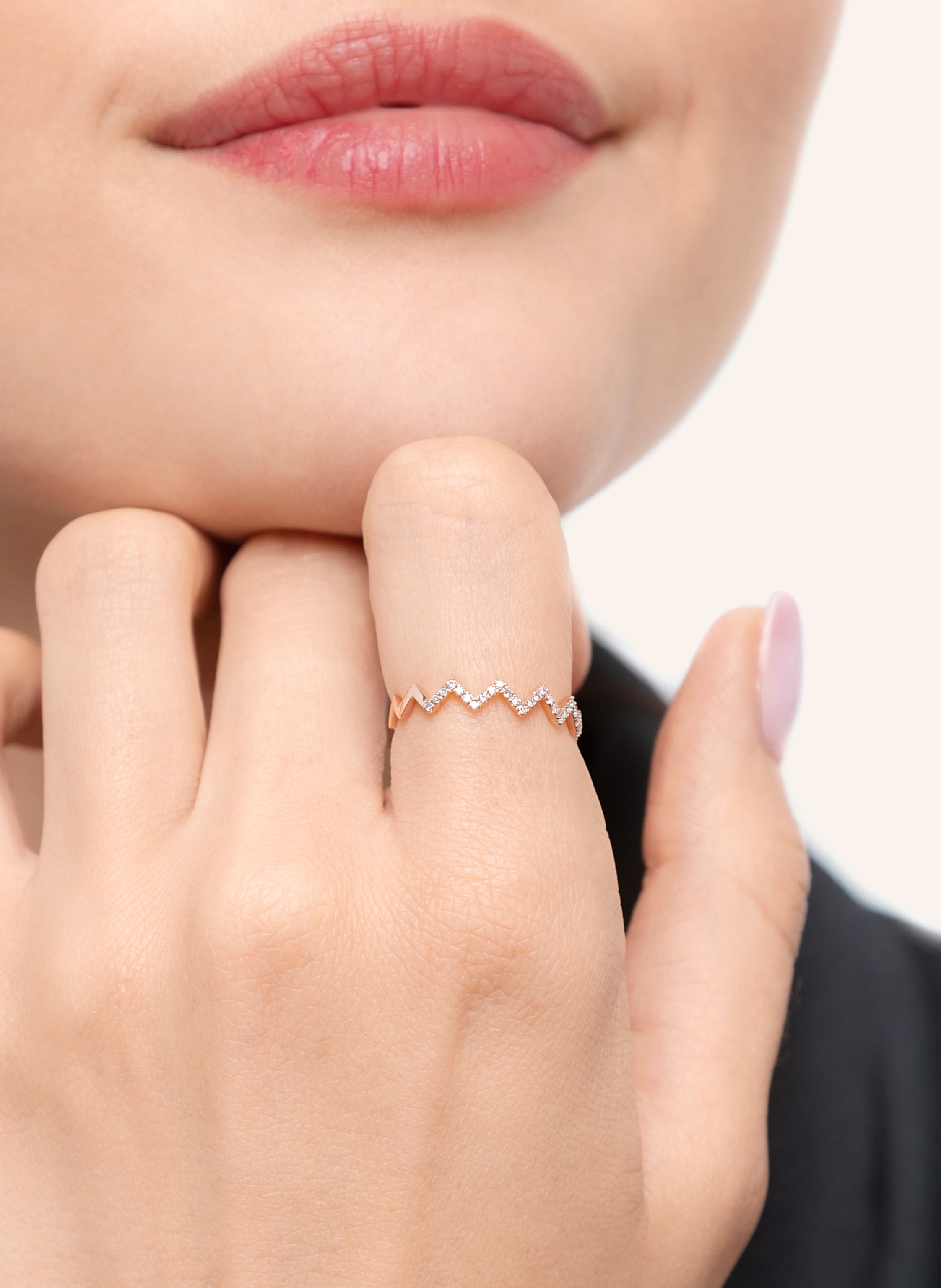 Thumbnail - Leaf Ring Ring Flash Aus 18 Karat Roségold Mit Diamanten rosegold