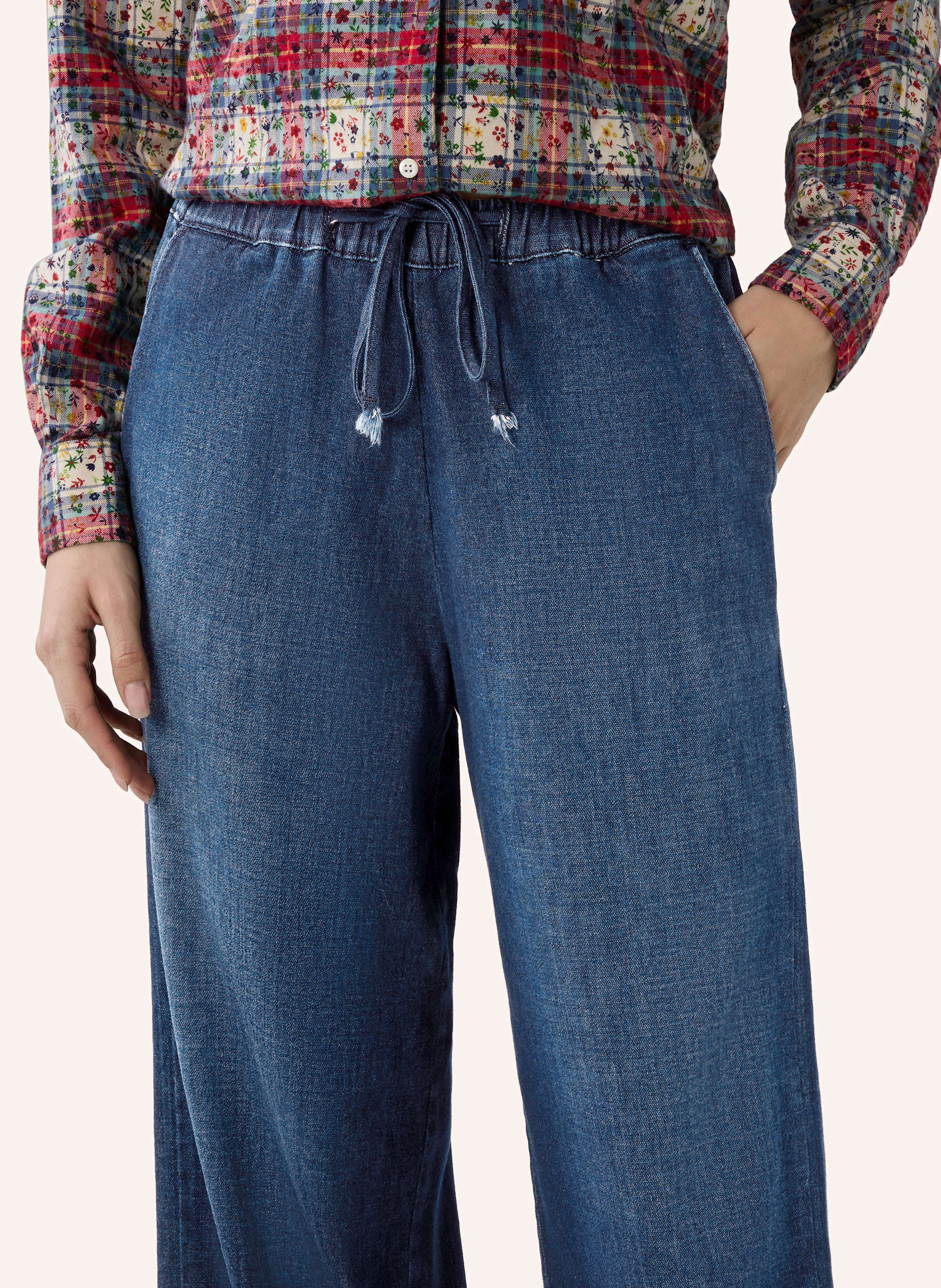 Thumbnail - The.Nim Standard Hose Woman String Pant 3/1 Loose Weave blau