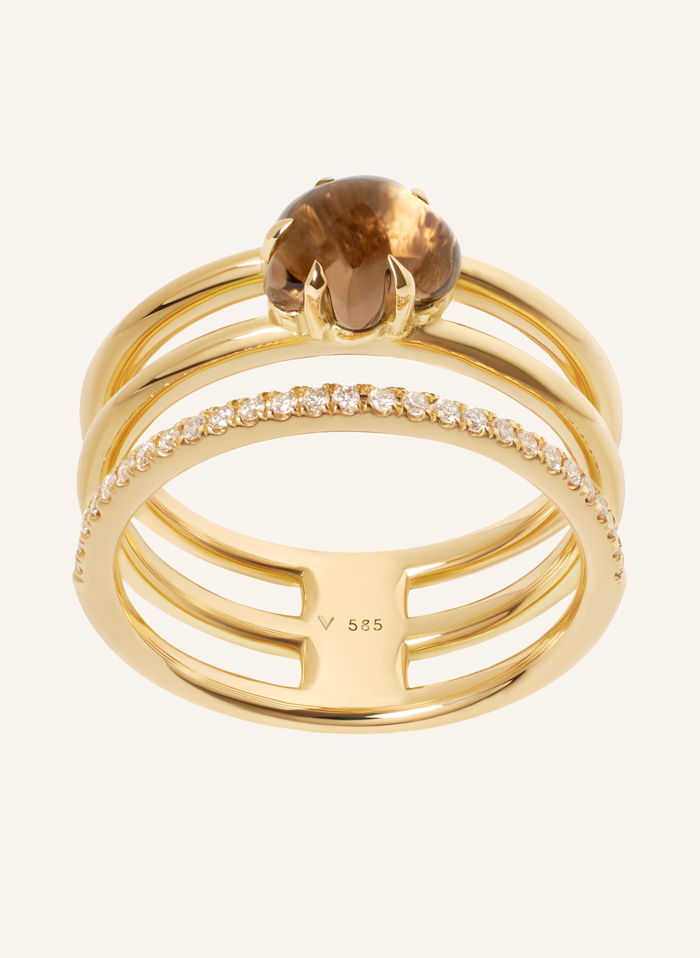 Thumbnail - Vieri Ring Wolke Rauchquarz Brillant Pavé Dreireihig gold