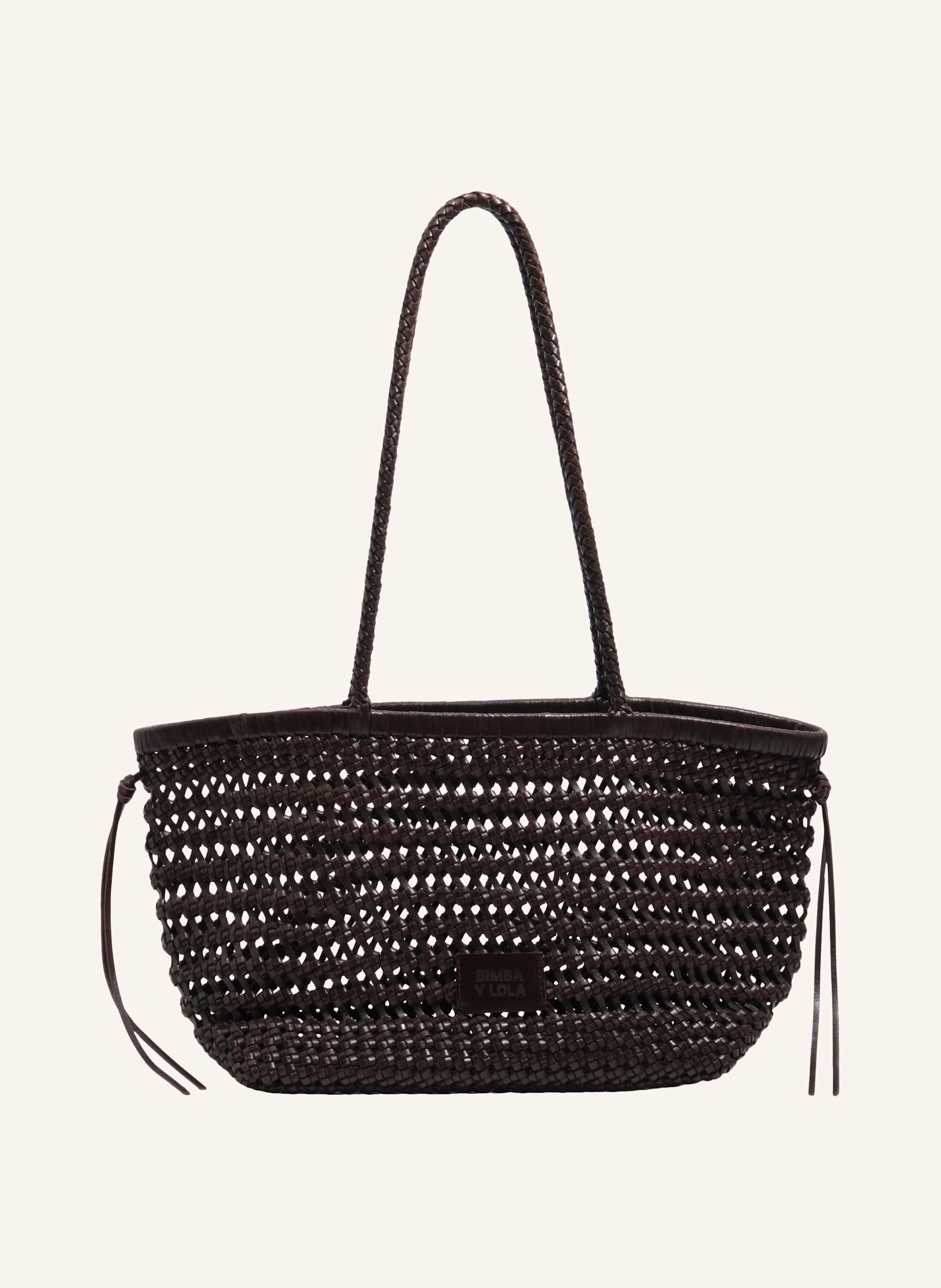 Bimba y Lola Außenmaterial aus geflochtenem Leder. Ungefähre Maße: 41 x 23 x 15 cm. Große Größe in braun