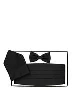 WILVORST Set: Cummerbund, pocket square and bow tie, Color: BLACK (Image 1)