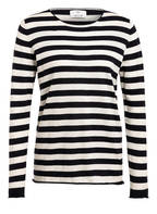 ALLUDE Pullover mit Leinen, Farbe DUNKELBLAU/ WEISS GESTREIFT (Bild 1)