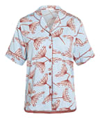 mey Schlafshirt Serie AMALIE , Farbe: HELLBLAU/ WEISS/ DUNKELROT (Bild 1)