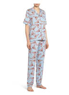 mey Schlafshirt Serie AMALIE , Farbe: HELLBLAU/ WEISS/ DUNKELROT (Bild 1)