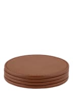 GEORG JENSEN Set of 4 leather coasters SKY, Color: SILVER/ COGNAC (Image 1)
