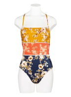 watercult Swimsuit PATCHWORK FLORALS, Color: DARK YELLOW/ DARK ORANGE/ DARK BLUE (Image 1)