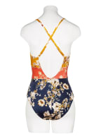 watercult Swimsuit PATCHWORK FLORALS, Color: DARK YELLOW/ DARK ORANGE/ DARK BLUE (Image 1)