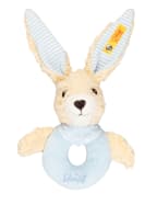 Steiff Greifring HOPPEL HASE mit Rassel, Farbe: HELLBLAU/ BEIGE/ WEISS (Bild 1)
