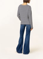 CLOSED Long sleeve shirt, Color: DARK BLUE/ WHITE (Image 1)