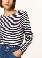 CLOSED Long sleeve shirt, Color: DARK BLUE/ WHITE (Image 1)