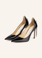 JIMMY CHOO Patent pumps SPRUCE 95 with decorative gem trim, Color: BLACK (Image 1)