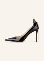 JIMMY CHOO Patent pumps SPRUCE 95 with decorative gem trim, Color: BLACK (Image 1)
