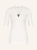 BRUNELLO CUCINELLI T-Shirt mit Schmucksteinbesatz, Farbe: ECRU (Bild 1)