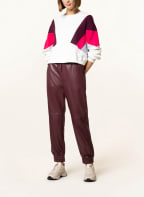 ONE MORE STORY Cropped-Sweatshirt, Farbe: WEISS/ DUNKELLILA/ PINK (Bild 1)