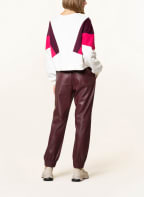 ONE MORE STORY Cropped-Sweatshirt, Farbe: WEISS/ DUNKELLILA/ PINK (Bild 1)