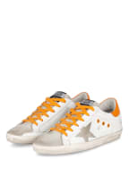 GOLDEN GOOSE Sneaker SUPER-STAR, Farbe: HELLGRAU/ WEISS/ ORANGE (Bild 1)