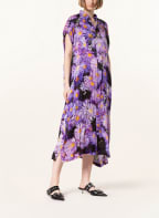 BALENCIAGA Oversized-Hemdblusenkleid aus Seide, Farbe: DUNKELLILA/ HELLLILA/ GELB (Bild 1)