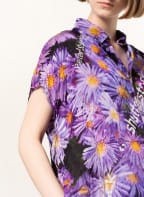 BALENCIAGA Oversized-Hemdblusenkleid aus Seide, Farbe: DUNKELLILA/ HELLLILA/ GELB (Bild 1)