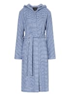 Cawö Women’s bathrobe with hood, Color: WHITE/ DARK BLUE (Image 1)