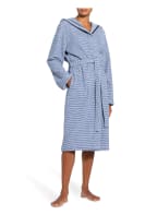 Cawö Women’s bathrobe with hood, Color: WHITE/ DARK BLUE (Image 1)