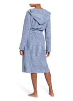 Cawö Women’s bathrobe with hood, Color: WHITE/ DARK BLUE (Image 1)