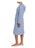 Cawö Women’s bathrobe with hood, Color: WHITE/ DARK BLUE (Image 1)