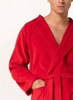 VOSSEN Unisex-Bademantel TEXAS mit Kapuze, Farbe: ROT (Bild 1)
