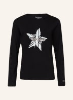 Pepe Jeans Longsleeve mit Schmucksteinbesatz, Farbe: SCHWARZ (Bild 1)