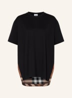BURBERRY Oversized-Shirt im Materialmix, Farbe: SCHWARZ/ COGNAC/ ROT (Bild 1)