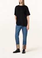 BURBERRY Oversized-Shirt im Materialmix, Farbe: SCHWARZ/ COGNAC/ ROT (Bild 1)