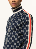 GUCCI Sweatjacke mit Galonstreifen, Farbe: DUNKELBLAU/ ROT/ BEIGE (Bild 1)
