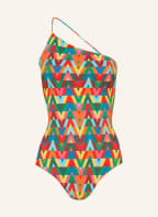 VALENTINO One-shoulder swimsuit, Color: RED/ GREEN/ BLUE (Image 1)
