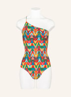 VALENTINO One-shoulder swimsuit, Color: RED/ GREEN/ BLUE (Image 1)