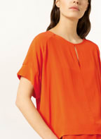 LUISA CERANO T-shirt in mixed materials with silk, Color: ORANGE (Image 1)