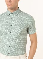 DESOTO Kurzarm-Hemd Slim Fit aus Jersey, Farbe: WEISS/ KHAKI/ HELLGRÜN (Bild 1)